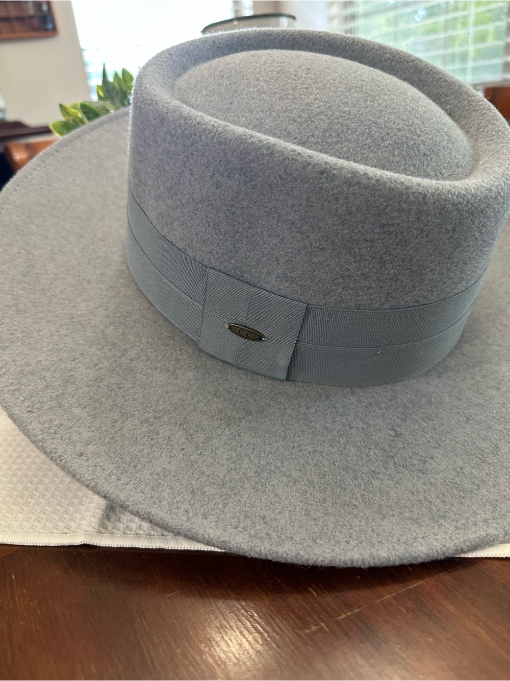 C.C. Blue Gray Wide Brim Fedora Rancher Hat